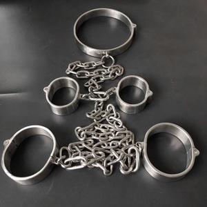 Manette e Cavigliere in Acciaio Inossidabile Nere Nuove di Zecca e Collare, Giocattoli <span class=keywords><strong>BDSM</strong></span> per Adulti - Product Image 2