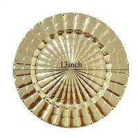 Assiettes rondes en plastique dorées de 13 pouces, écologiques, pour assiettes de dîner, mariage, fête