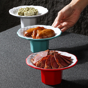 Platos de Melamina con Tallo, Redondos, de Color Sólido, Platos para Aperitivos de Hotel, Platos para Fiestas - Product Image 3
