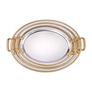 Nordic Style Luxury Metal <b>Tray</b> with Gold Handle Oval <b>Mirror</b> Storage <b>Tray</b> for Living Room Coffee Table - Product Image 1