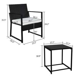 DB Modern <b>Bistro</b> Set 3-Piece <b>Outdoor</b> Wicker Patio Furniture Free Shipping Rattan <b>Chair</b> Conversation Sets - Product Image 6