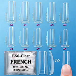 500 <span class=keywords><strong>Uñas</strong></span> Postizas Cuadradas de ABS con Media Cobertura, Diseño Francés <span class=keywords><strong>en</strong></span> Forma de Luna, Transparentes, para Extensión de <span class=keywords><strong>Uñas</strong></span> y Aplicación Fácil - Product Image 5