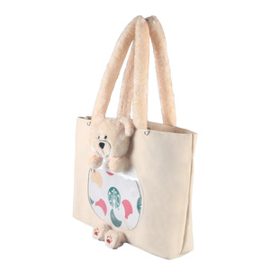 Bolsa de lona reutilizable plegable grande con atractivo patrón de letras con bordado para la bolsa de compras - Product Image 2