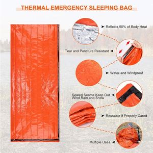 <b>Light</b> Weight Custom Logo Polyethylene Plated Aluminum Foil Polyester Film Thermal Emergency Survival <b>Sleeping</b> Bag with Whistle - Product Image 3