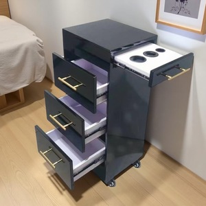 Barber Shop Trolley 3 Layers Steel Shelf Hair Salon Hair Color Styling Serving 3-tier Trolley Table and <b>Drawer</b> Salon Furniture - Product Image 6