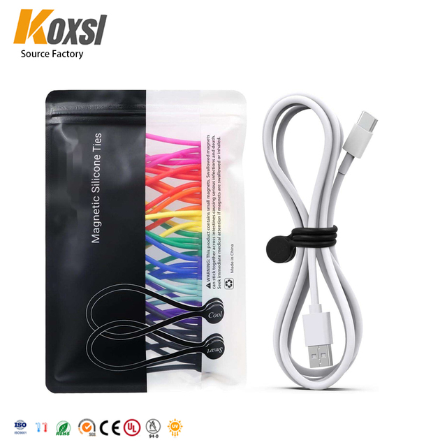 Customized Reusable Silicone Cable Ties Colorful Magnetic Organizer Clip for Electronics Electronics Cable Ties Easy Release