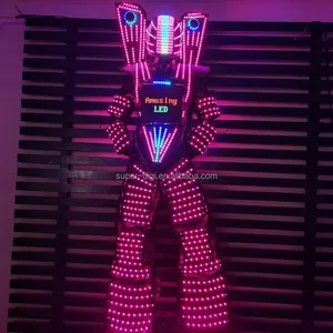 LED跳伞套装高跷步行者未来表演派对LED大学马戏团高跷步行者舞蹈led机器人服装