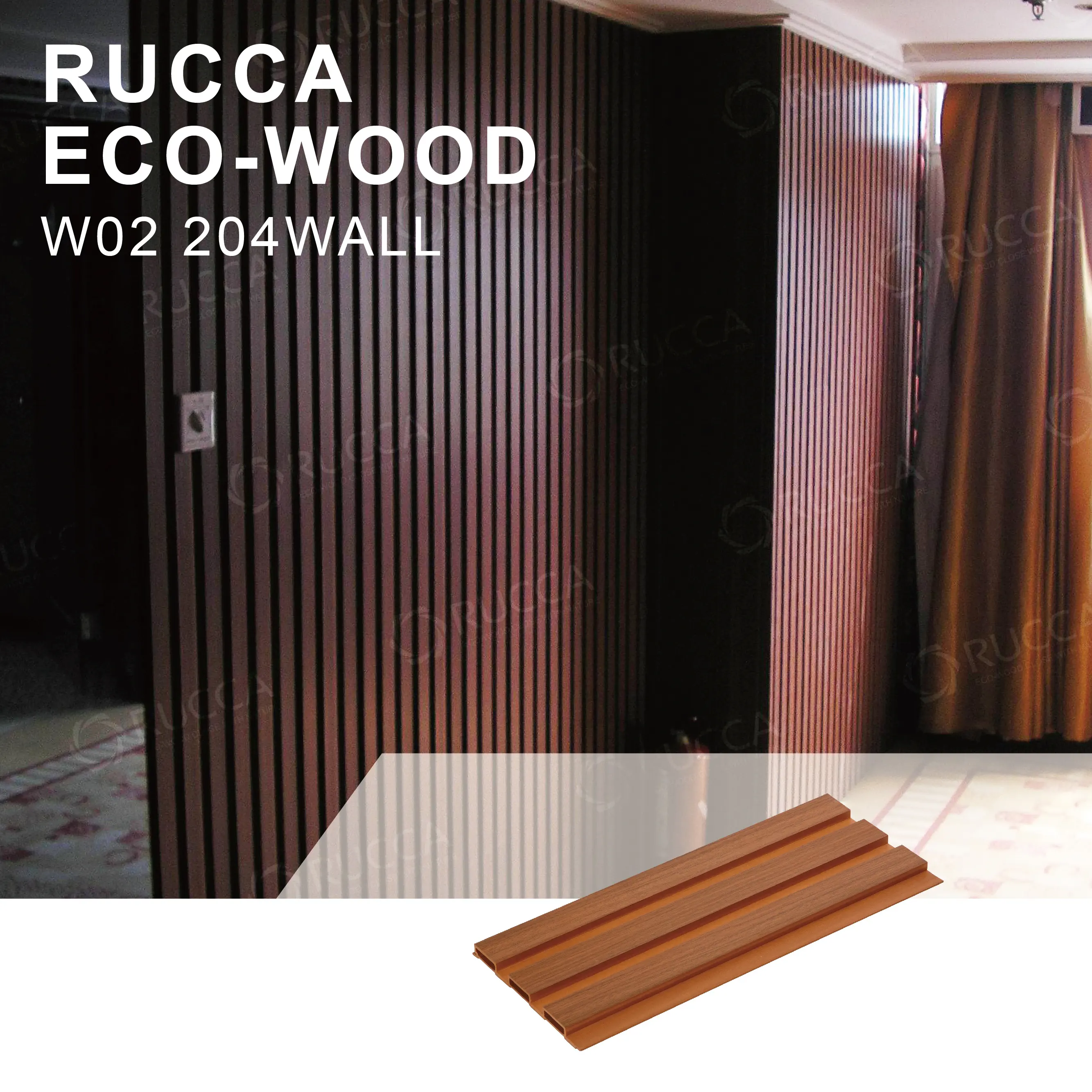 WPC-Panel de pared compuesto de madera y plástico, para paneles decorativos, Pvc, 204x16mm, Color blanco, grano de madera Natural, RUCCA