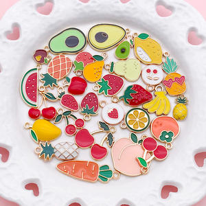 30 pcs/Sets Mixed Fruit Series Alliage Charms Cerise Fraise Pomme Pendentifs pour DIY Bracelet et Fabrication de Bijoux - Product Image 1