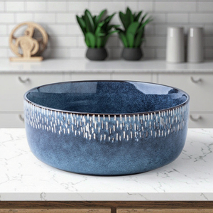 American retrò glassa da forno stoviglie di alto valore blu zuppa di riso moderno uso domestico usa e getta per l'esportazione transfrontaliera - Product Image 6