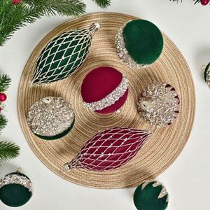 Nuevo Diseño, 10 Piezas de Bolas de Navidad de Terciopelo Pintado Irregular, Decoración Colgante de 8 cm, Color Personalizado - Product Image 2