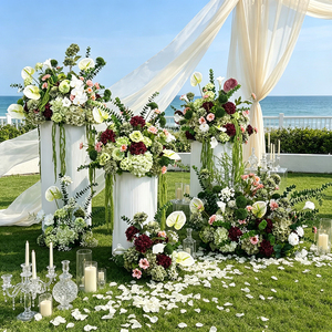 Fondo de flores artificiales blancas y verdes para ceremonia de boda, decoración para despedida de soltera y eventos. - Product Image 1