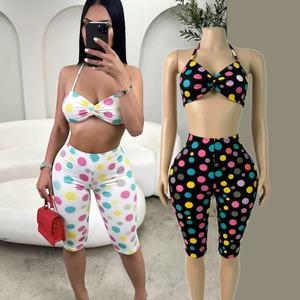 PEEQI Nuovo Set Due Pezzi da <span class=keywords><strong>Donna</strong></span> all'Ingrosso, Top <span class=keywords><strong>Sexy</strong></span> con Stampa a Pois e Pantaloni, Completo <span class=keywords><strong>Sexy</strong></span> da <span class=keywords><strong>Donna</strong></span> - Product Image 1