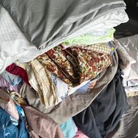 BS01 Literie d'occasion tendance : draps et housses de couette en polyester/coton, couleurs variées, emballage en balles de 50 kg