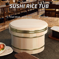 Restaurant japonais, Hangiri écologique, Oke à sushi, bac à mélanger le riz, seau à riz à sushi en bois avec couvercle, bol à vapeur