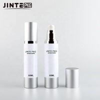 Bouteilles privées d'air en plastique blanches d'emballage cosmétique Offre Spéciale de pompe avec les chapeaux en aluminium argentés pour des cosmétiques