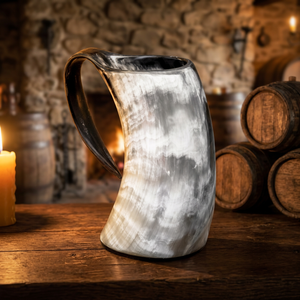 Real Viking Horn Mugs Polished Lightweight Customized <b>Vintage</b> Style 400ml Capacity Dishwasher Microwave <b>Safe</b> Star Pattern Beer - Product Image 1