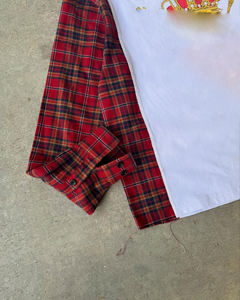 เสื้อเชิ้ตผู้ชายคอโอแบบมีแพทช์เวิร์ค ผ้าฝ้าย 100% ลายสก็อต แฟชั่นลำลองสำหรับฤดูใบไม้ร่วง แขนยาว ดีไซน์ทันสมัย - Product Image 3