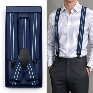 Male Long <b>Trousers</b> Elastic <b>Braces</b> High Quality <b>Men</b> Adjustable X Shape 2.5cm Width 4 Clip Solid Color Suspenders - Product Image 4