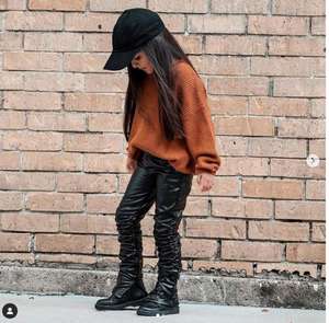 2021 dernière vente en gros enfants hiver automne Faux <span class=keywords><strong>cuir</strong></span> Leggings-noir bambin filles pantalons empilés ensemble peut ajouter Logo avec petit quantité minimale de commande - Product Image 6