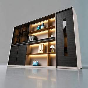خزانة ملفات خشبية فاخرة من KMJ بتصميم أنيق مع إضاءة للاستخدام في المكتب والمنزل - Product Image 4