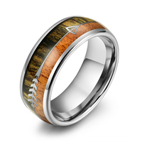 Bagues de mariage en tungstène pour hommes Gentdes Jewelry, incrustation bois, 8 mm, bombées, en carbure de tungstène, bagues en bois pour hommes, bijoux flèche