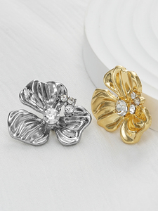 Nút hoa 22mm có thể giặt hợp kim kẽm với các điểm nhấn Rhinestone lấp lánh để trang trí hàng may mặc - Product Image 5