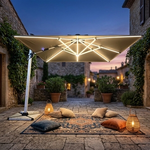 Sombrilla Cantilever Premium con Sistema de Iluminación LED Integrado, Parasol Rectangular Grande para Patio Exterior en Verde Oscuro - Product Image 2