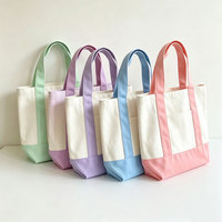 Sac fourre-tout en toile de coton personnalisé avec logo brodé, réutilisable, uni, petit, mini, bleu menthe, rose, couleur bonbon, pour cadeaux, vente en gros