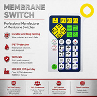 Panel de Membrana con Impresión Personalizada, Superposición Gráfica, Teclado Digital Colorido, Teclado Táctil Plano para Sistemas Industriales