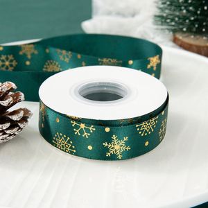 Ruban de satin festif de Noël en feuille d'or de 2,5 cm pour emballage cadeau et décoration de sapin, 25 yards par rouleau - Product Image 2