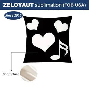 24H Shipping Manufacturer Hot Sale Short Plush Musical Note Pillow Cover Custom Printing Sublimation Pillowcase For Home Decor