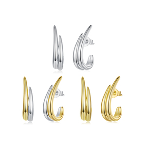 Trendy Huggie <b>Earrings</b> <b>Gold</b> Plated Alloy Unisex Studs Silver And <b>Gold</b> Color Fashion Jewelry For Women And <b>Men</b> - Product Image 1