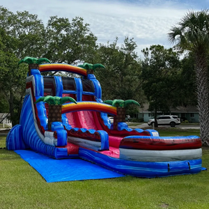 Toboggan aquatique gonflable commercial en PVC, toboggan humide et sec SIESTA FIESTA SLIDE, thème tropical pour événements en plein air - Product Image 4