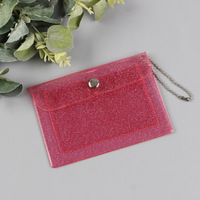 Grosir tombol Snap Mini portabel dompet PVC sederhana kantong pelindung kartu Bank casing kartu Glitter transparan