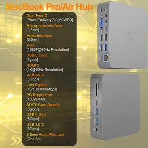 Док-станция USB C для ноутбука, двойной монитор, адаптер HDMI, концентратор для Mac MacBook Pro - Product Image 3