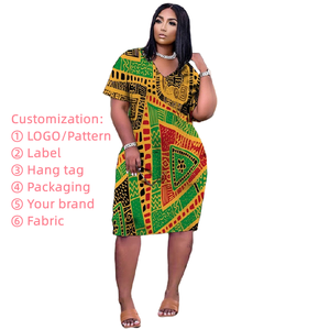 LQ Series Personnalisé Impression Numérique Motif LOGO Robes Personnalisées Femmes Africain Casual Summer Dress Loose T Shirt Dress - Product Image 1