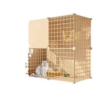 Cage à chat pliable multicouche en métal extra-large avec toit en bois de pin réglable, imperméable, moderne et élégante pour l'intérieur