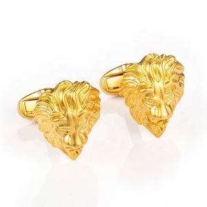 カスタム真鍮金属金メッキカフリンクメーカーライオンヘッドデザインカフリンクス - Product Image 2