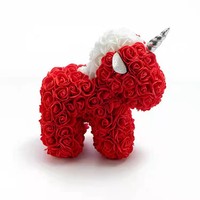 Bunga Mawar Unicorn PE Artificial Grosir untuk Hari Valentine dengan Kotak Hadiah, Bunga Artificial Dekoratif