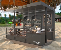 Kiosque à café commercial moderne |   Comptoir en fer et MDF pour les intérieurs de cafés et la conception de bars |   Étalage de café à vendre