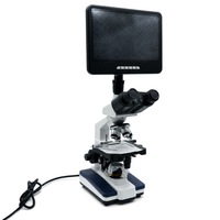 Microscope biologique composé avec écran LCD de 10,1 pouces, oculaire WF10X, objectifs achromatiques 4X-100X, condenseur d'Abbe