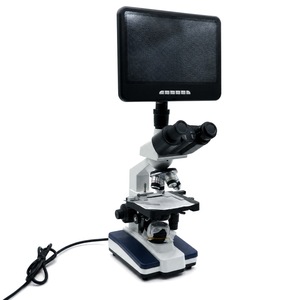 Microscope biologique composé avec écran LCD de 10,1 pouces, oculaire WF10X, objectifs achromatiques 4X-100X, condenseur d'Abbe - Product Image 6