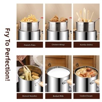 Marmite à Frire Profonde en Acier Inoxydable 304 avec Passoire et Poignée en Bois, Multifonction, pour Lait et Soupe, Compatible Induction, Vente en Gros
