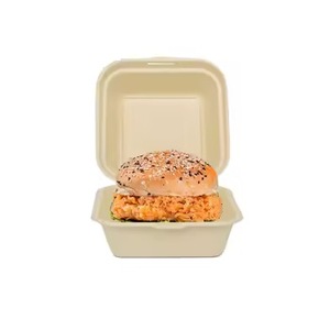 Envases de comida ecológicos compostables tipo clamshell de pulpa de bambú, caja biodegradable para hamburguesas - Product Image 1