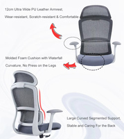 Chaise de direction à dossier haut en tissu contemporain avec appui-tête lombaire réglable Chaise ergonomique de bureau à domicile