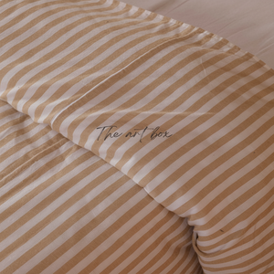 ปลอกหมอนผ้านวมลายทางแบบคลาสสิกผ้าปูที่นอนผ้าปูเตียงผ้าฝ้าย100% ซักได้ชุดคลุมผ้านวม - Product Image 1