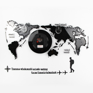 Bản Đồ Thế Giới Lớn Đồng Hồ 3d Diy Hotel Thiết Kế Nghệ Thuật Độc Đáo Kỹ Thuật Số <span class=keywords><strong>Acrylic</strong></span> Trang Trí Nội Thất Hiện Đại Đồng Hồ Treo Tường Sticker Relojes Horloge - Product Image 6