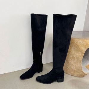 设计师奢华时尚靴子进口小牛皮马衔扣方跟秋冬平底靴 - Product Image 5