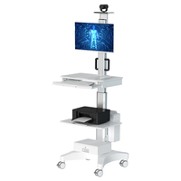 OEM ODM Chariot d'arrondi médical mobile ergonomique personnalisable Plateau d'imprimante à glissière pour clavier Capacité de charge de 12kg Clinique de conception moderne